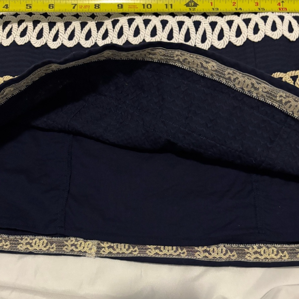 🌊 Lilly Pulitzer Nautical Halter Dress – Size 8 – Navy & Gold Embroidered Rope - Picture 7 of 11